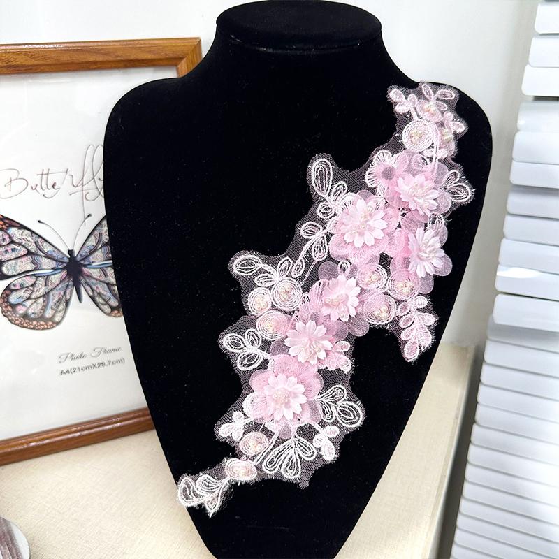 1 шт. Цветочная наклейка, вышитые нашивки, свадебное платье, передовые ощущения, изделия ручной работы, белая ткань, кружевной узор