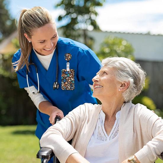 Держатель удостоверения личности с ремешком в виде подсолнуха, эластичный стильный скрытый многофункциональный держатель для бейджей для инвалидов