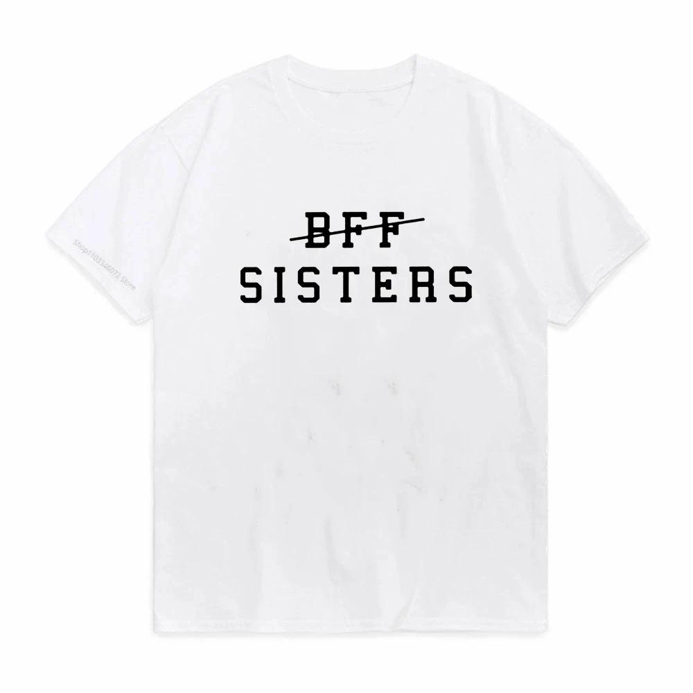 Bff Sisters Letters Printing Tee Casual Solid Color Best Friends Matching TShirt Girls Fashion Tumblr Best Sister Tee