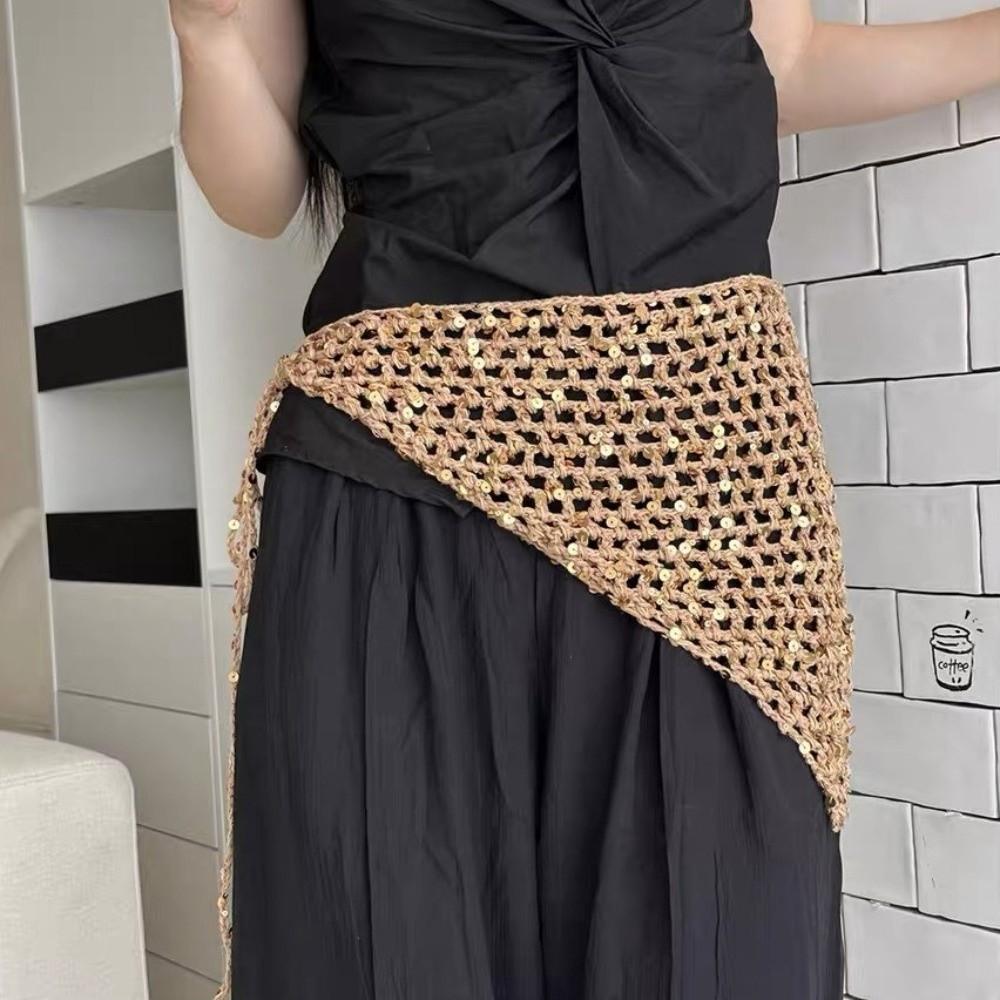Multi-functional Tassel Knitted Triangle Scarf Bohemian Crochet Headscarf Fart Curtain Summer