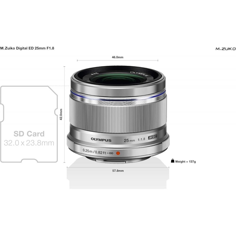 Om System M.zuiko Digital 25mm F1.8 Lens Silver