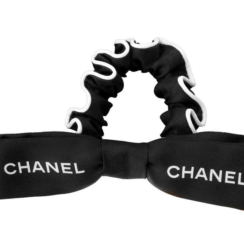 Chanel Новая черная шелковая резинка для волос с ушками кролика для женщин