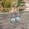 Серебряные серьги с ларимаром | Серьги ручной работы из цельного серебра 925 пробы с драгоценными камнями