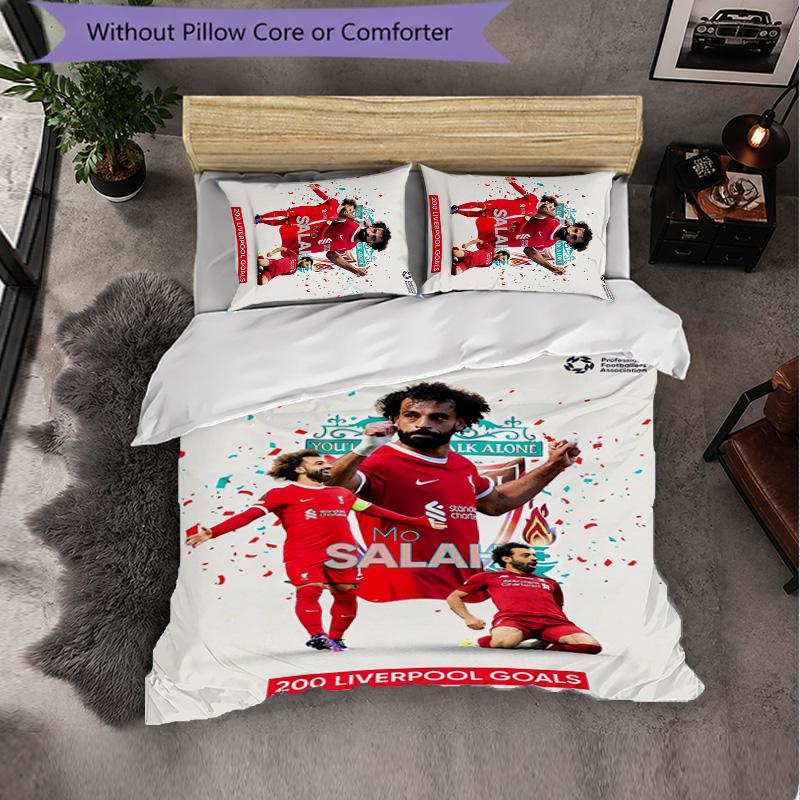 Mohamed Salah 3 Piece Bedding Set Soft Duvet Cover Set with Pillowcases Printed Bedroom Decor Set for Home