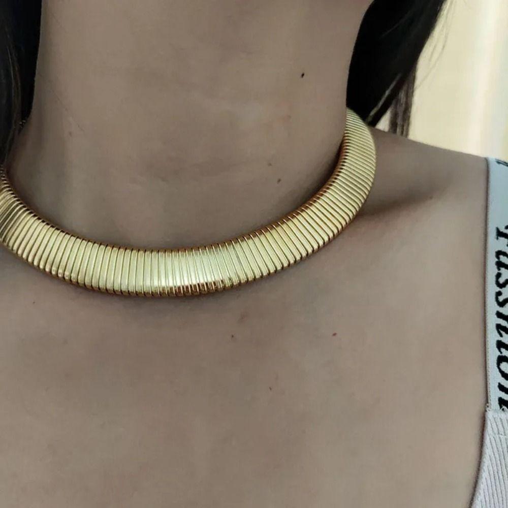 Metal Chain Snake Bone Chain Necklace Gold Exaggerated Collarbone Chain Women