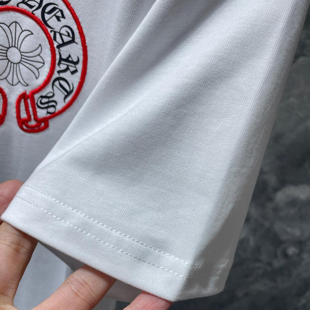 8241 CHROME HEARTS Лето 2026 Новая Высококачественная Хлопковая Круглый Вырез Свободная Большого Размера Мужская и Женская Футболка Футболка для Пары