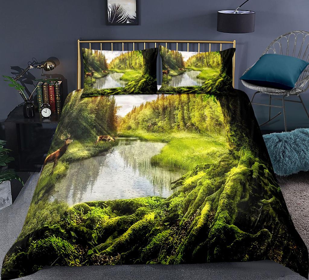 Комплект пододеяльников Nature Waterfall Flowing Down The Rocks Cascade Valley Image Декоративный комплект постельного белья из полиэстера с наволочкой