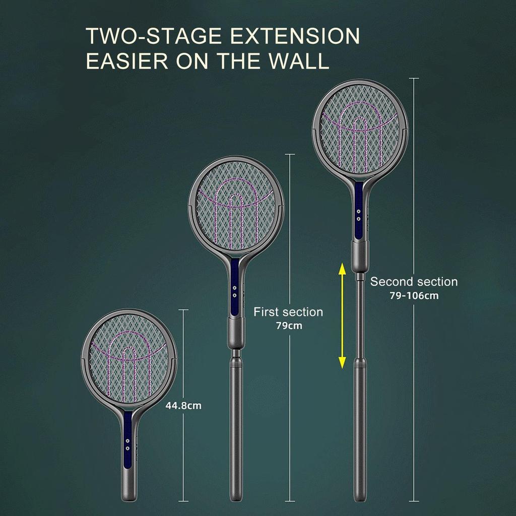 Electric Fly Swatter Rechargeable Handheld Fly Zappers Electric Trapper Tool Indoor Outdoor for Camping Apartment Garden Picnic