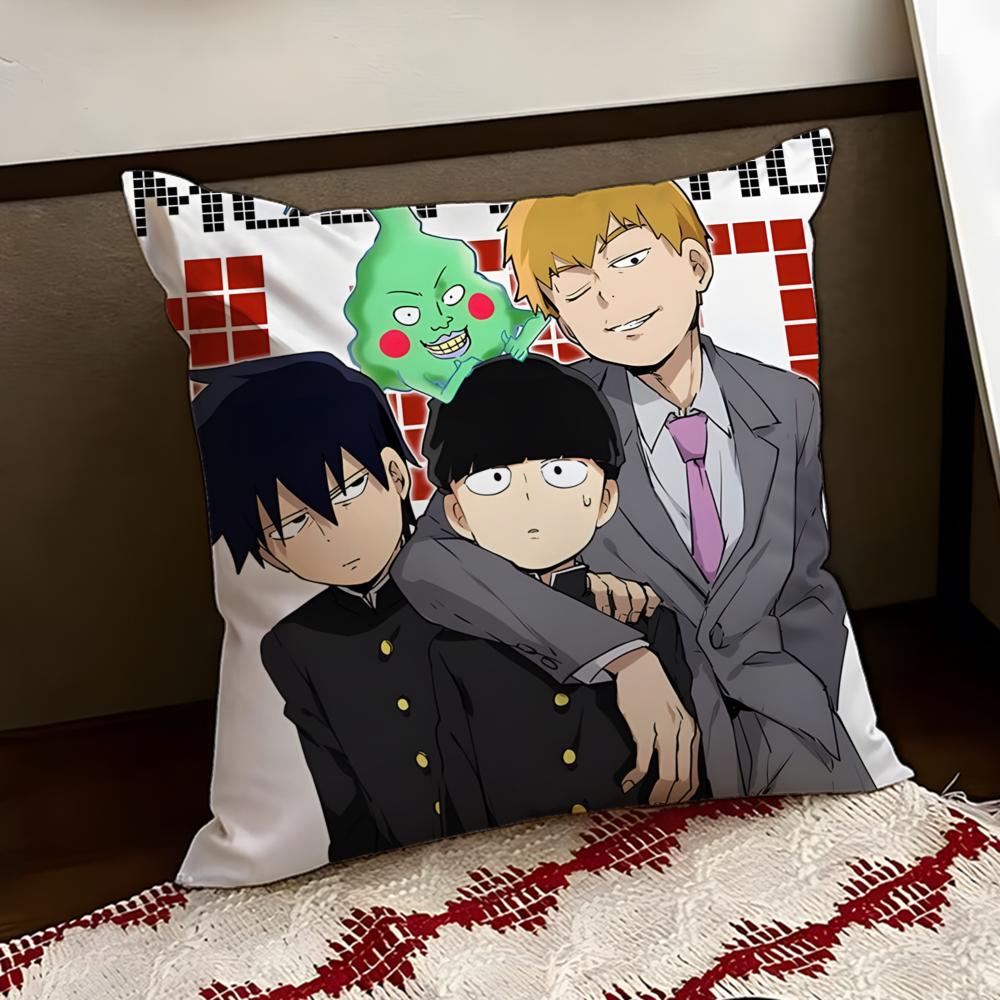 Anime MMob PPsycho 100 Cushion Cover Reversible Soft Durable Pillow Cover Home Car MultiScene Use for Daily Comfort