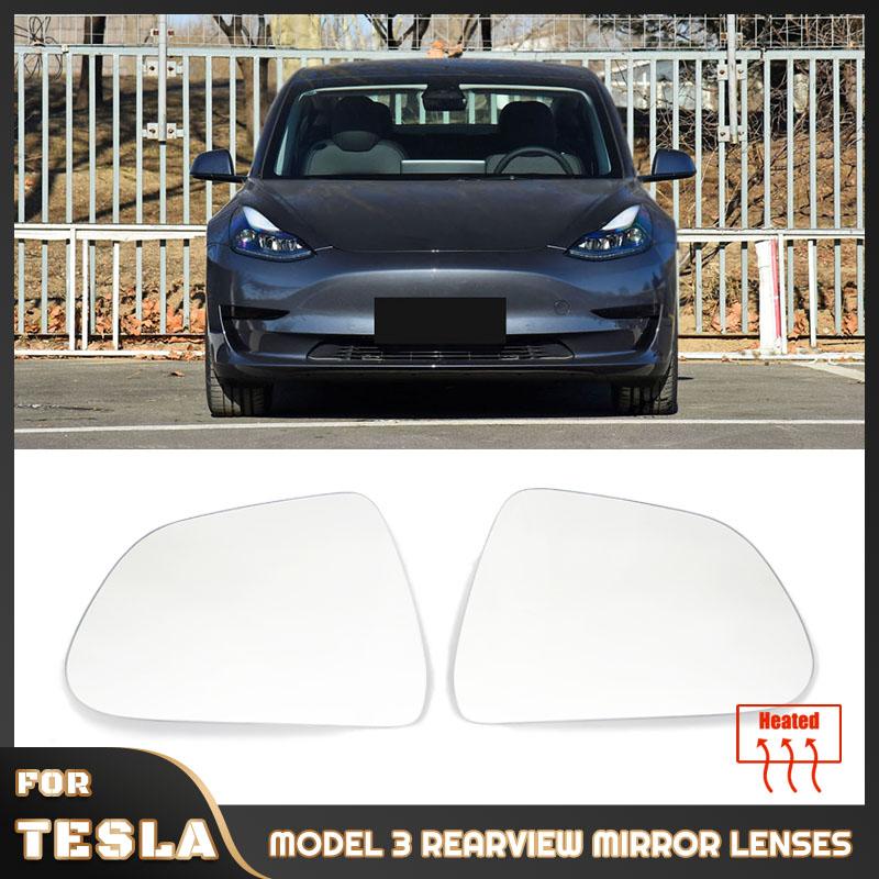 1 Pair Side Rearview Mirror Glass Lens for Tesla Model 3 2018 2019 2020 2025 Wide Angle View Anti Glare Model3