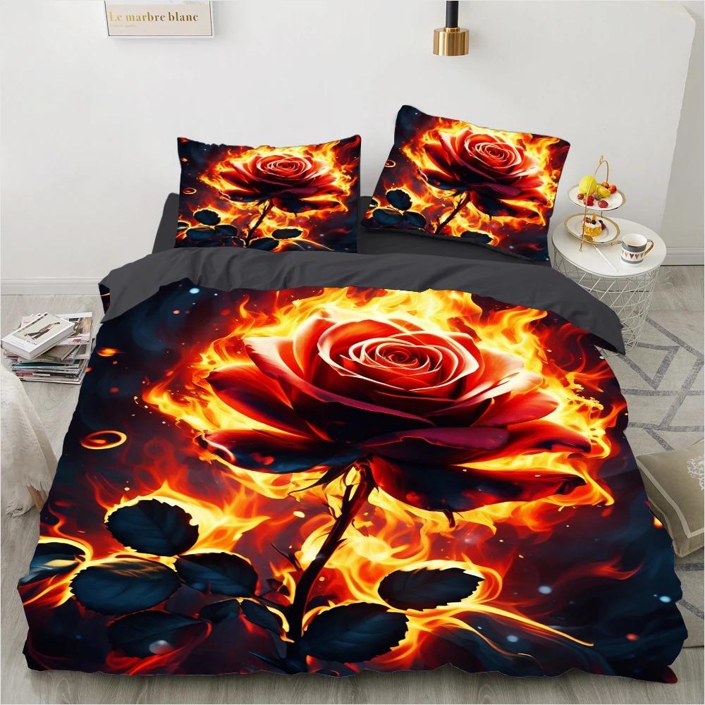 Комплект пододеяльников Red Rose с цветочными цветами 23 шт. Постельное белье TwinFullQueen King QuiltComforter Cover sets Постельное белье для свадьбы