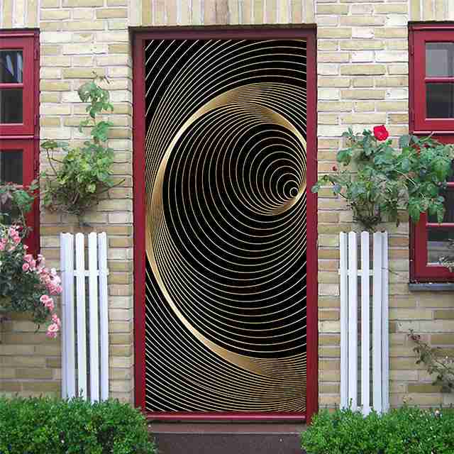 Картина маслом, наклейки на дверь, цветок, простые абстрактные линии, бамбуковые обои на холодильник для гостиной, домашний декор, художественная наклейка для спальни