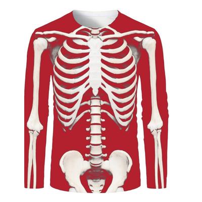 Костюм унисекс с 3D-узором и принтом большого черепа, с круглым вырезом, размер плюс, на Хэллоуин, повседневный, для вечеринок, уличный, красный, черный, зеленый, с длинным рукавом