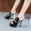 Women Shoes Summer Slippers High-Heeled Fashion Waterproof Platform Sandals Female Thick Heel Peep Toe Non-Slip Slides