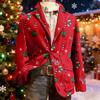 Men's Ugly Christmas Corduroy Warm Pocket Suit Jacket Cardigan Men's Casual Suit