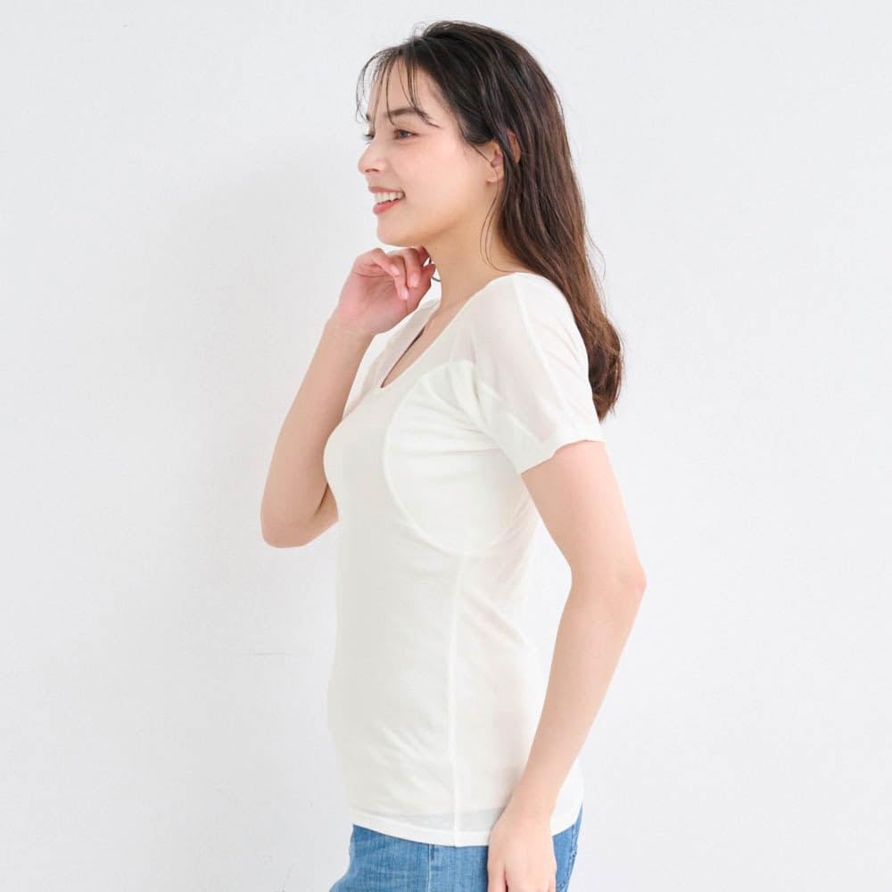 Belle Maison Cotton 2025 Size M Women's Sweat-Absorbing Innerwear, Three-Quarter Sleeve, Blend, Cool-to-the-Touch, Saralyst, Model, Black,