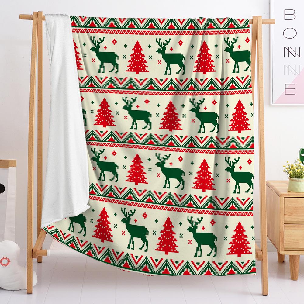 Blanket Small Fresh 2D Digital Printed Blanket Christmas Flannel Blanket Single Layer Blanket