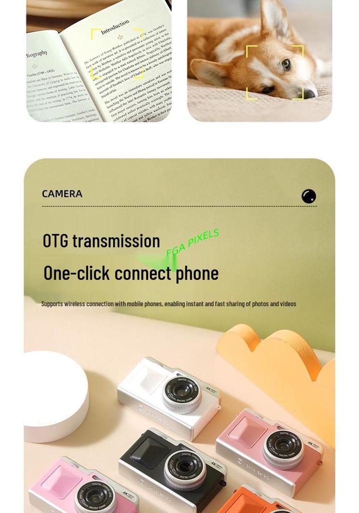 4K HD Dual Camera for Students - Compact and Portable Outdoor Travel Camera with HD Screen
