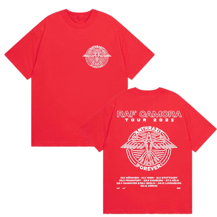 Мерч тура рэпера Raf Camora 2025 Мужская хип-хоп футболка оверсайз из хлопка Футболки в ретро-стиле Готическая модная футболка Уличная одежда