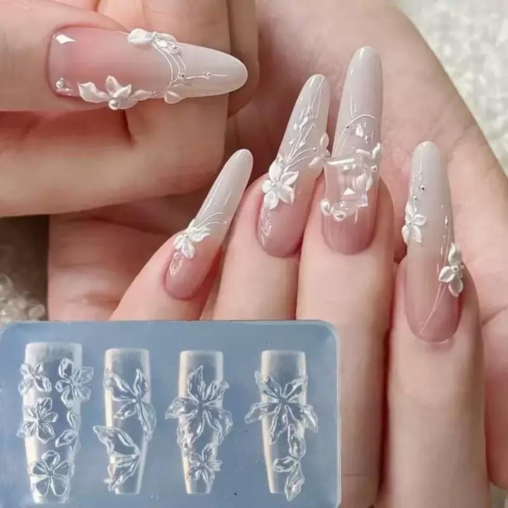 3D Design Nail Carving Mold Clear Silicone 3D Silicone Nail Art Molds DIY Nail Supplies