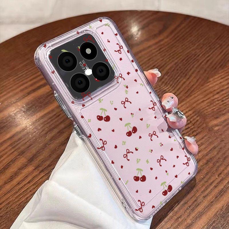 Чехол с рисунком красной вишни для Xiaomi Redmi Note 15 Pro 4G Funda Redmi Note 14 13 Pro 5G Прозрачный силиконовый мягкий чехол
