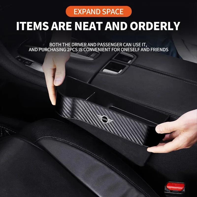 Car Seat Crevice Storage Box Seat Gap Slit Pocket Catcher Organizer For BMW Mini Cooper R50 R53 R60 F55 F56 R56 R55 R60 F55 gqtsu22
