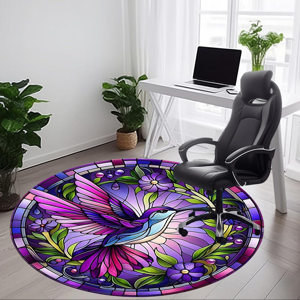 1pc Stained Glass Hummingbird Chair Carpet for Office - Durable, Ideal for Chair Mats, Stylish & Functional Decorative Rug yy260130080