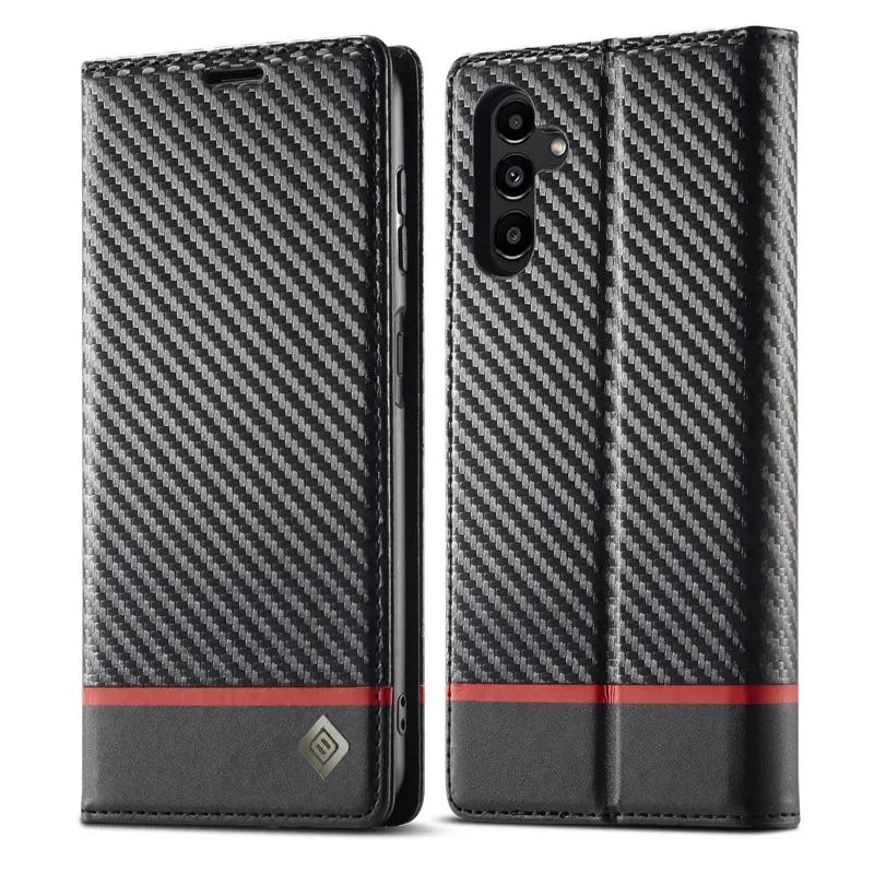 Чехол из кожи с карбоновым волокном для Samsung A35 A55 5G A25 A71 A72 A52 A12 A32 A02S A22 A13 A04 A33 A53 A23 A54 A34 A14 A24 A15