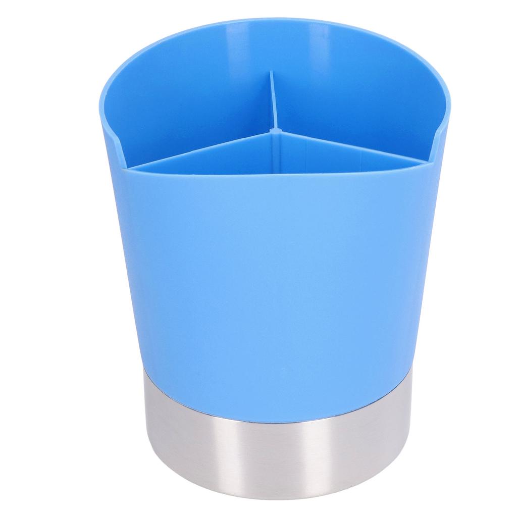 Straw Dispenser Blue Sturdy Durable 3 Compartments Stable Wide Application Straw Holder for Home