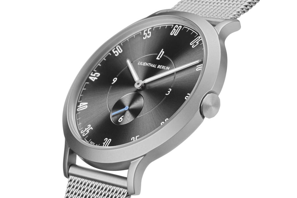 Lilianthal Berlin Серебряные часы с малой секундной стрелкой, мужские, сделано в Германии, L01-109-B023A