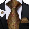 Мужской комплект галстуков, золотые шелковые галстуки, карманные квадратные запонки, набор для деловой свадебной вечеринки