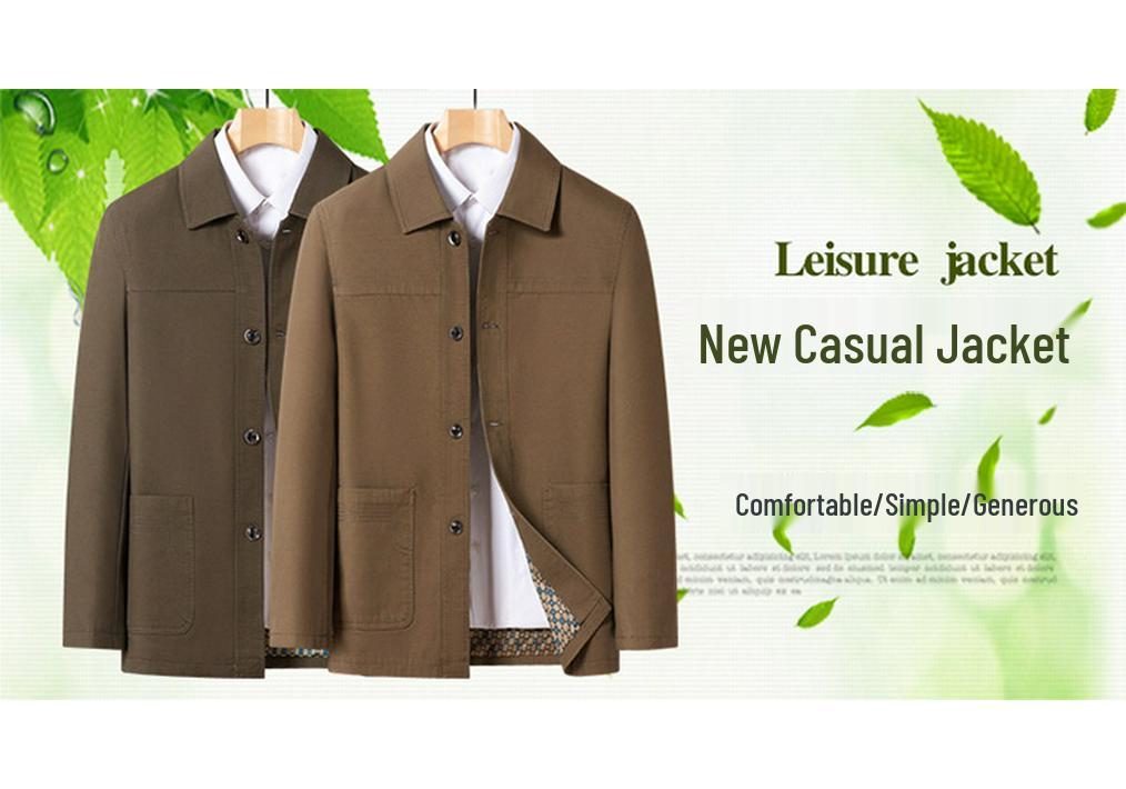 Lapel Casual Plus Size Autumn Coat for Middle-Aged and Elderly Men