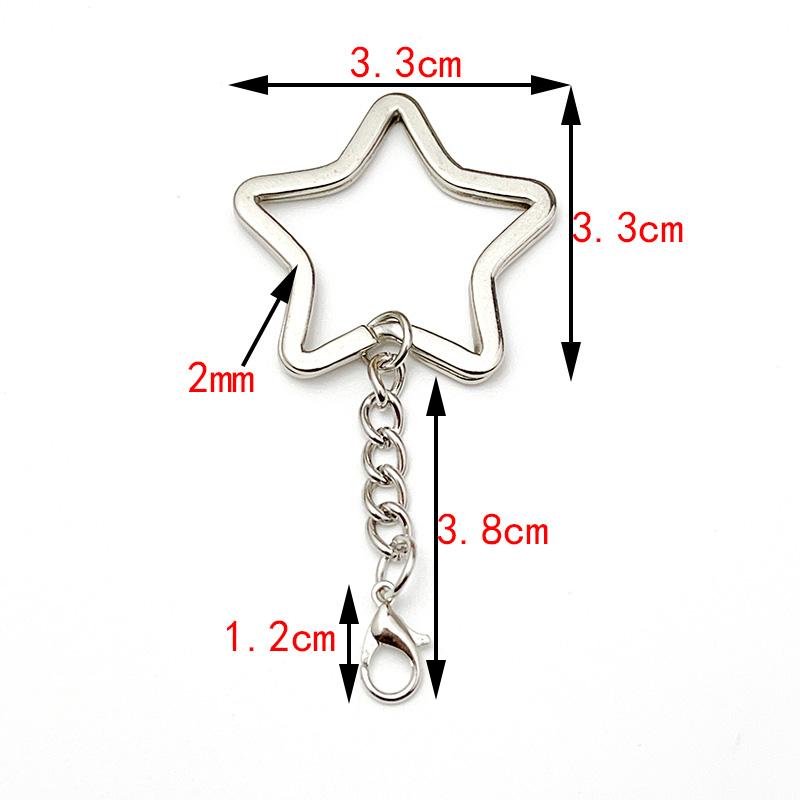 6Pcs/Lot Heart Star Shape Key Ring Chain Round Flat Wire Open Ring Metal Key Ring DIY Car Key Toy Pendant Making Chain Wholesale