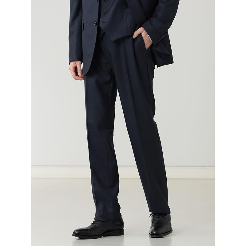 [Beams Heart] suit 130's glen check 3 buttons 3 piece suit men's NAVY XL