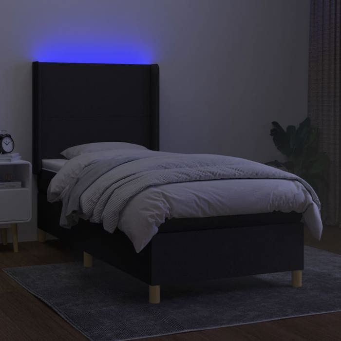 VidaXL Slat Bed Base with Mattress and LED, Upholstered Bed, Single Bed, Adult Bed for Interior Bedroom, 3138671