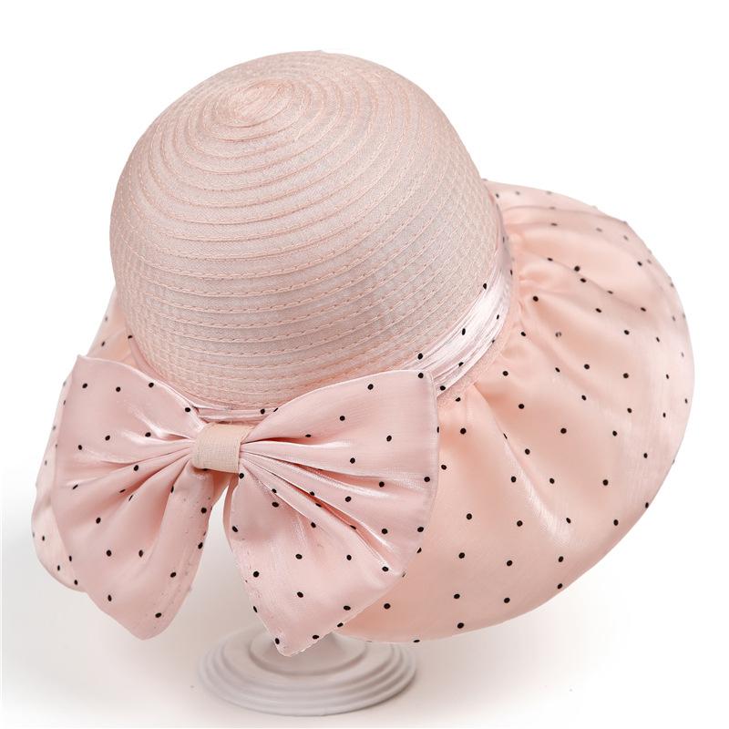 Шляпа от солнца с бантом в горошек, солнцезащитные панамы с широкими полями, летние солнцезащитные шляпы с защитой от ультрафиолета, подходящие для путешествий, отдыха