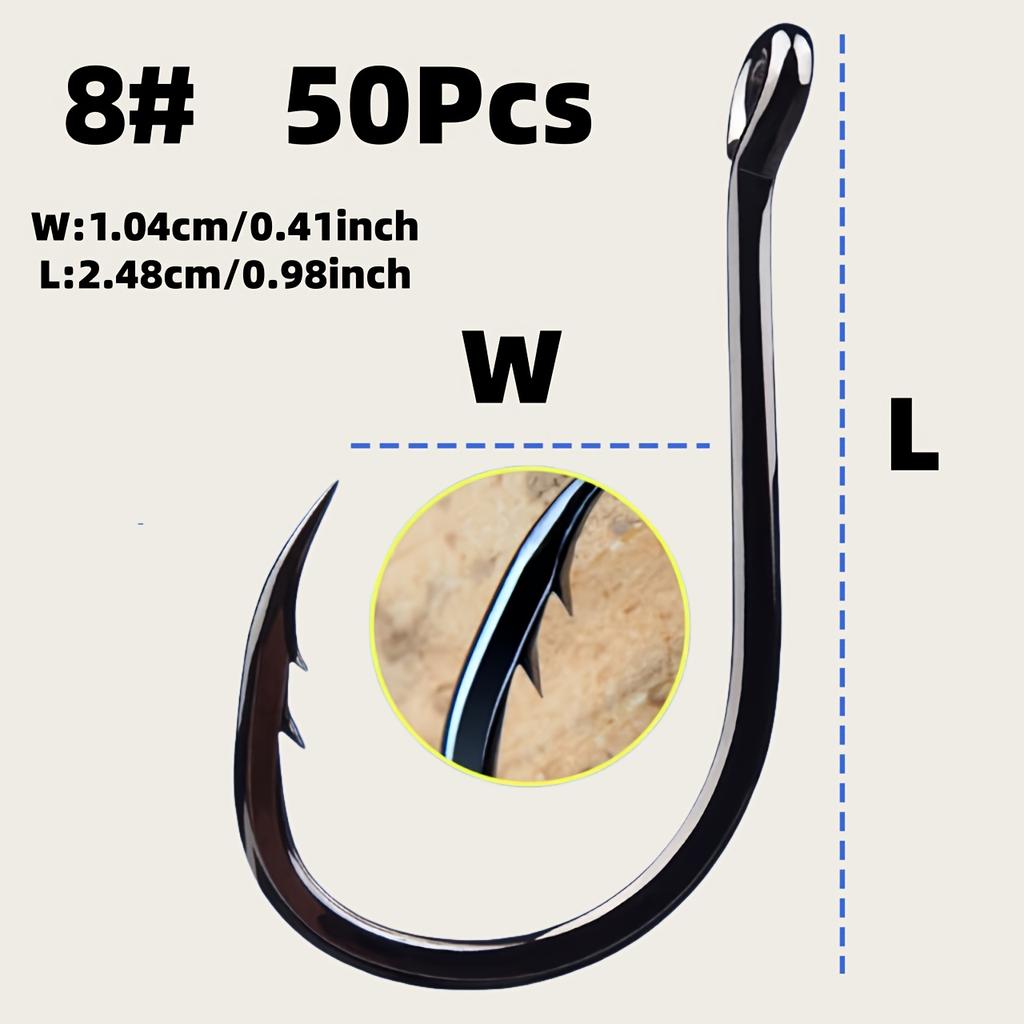 50 шт. Прочные двойные крючки для рыбалки с утяжеленной петлей и кольцом - для морской/пресноводной рыбалки, щуки, форели, окуня, лосося