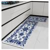Blue Vintage Flowers Soft Kitchen Rug Anti-Fatigue Kitchen Rug Waterproof Non-Slip Rugs Set Runner Rug Bedside Rug Absorbent Carpet For Kitchen