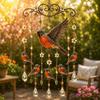 jijijing Hummingbird Wind Chime, Chimes for Outside, Stained Glass & Crystal Sun Catcher Windchime, Colorful Bird Yard Decorations Outdoor,