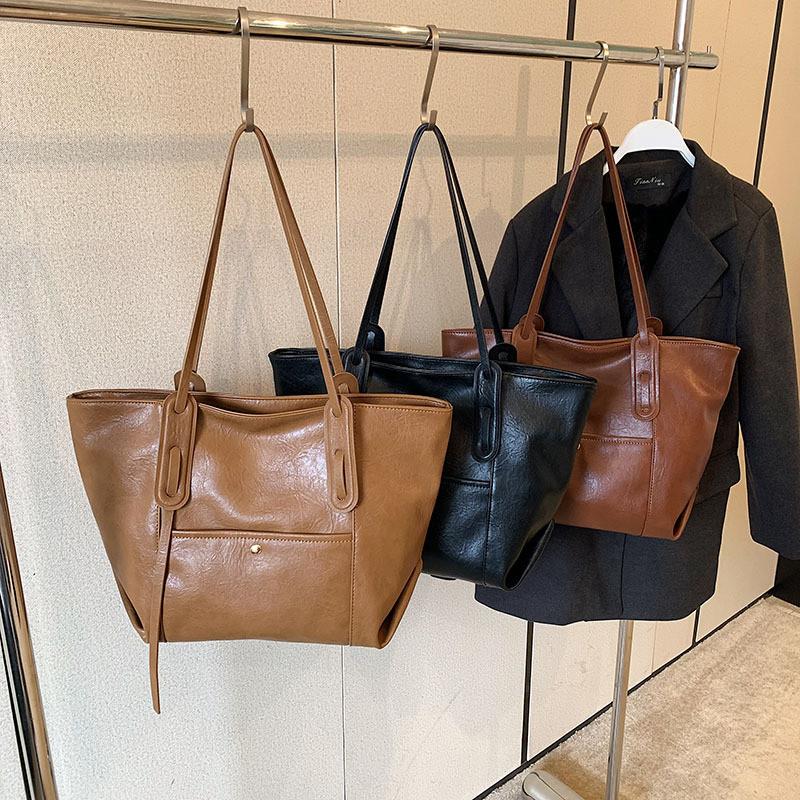 Urban Solid Color Tote Bag For Women With Pu Material And Double Shoulder Straps For Daily Use