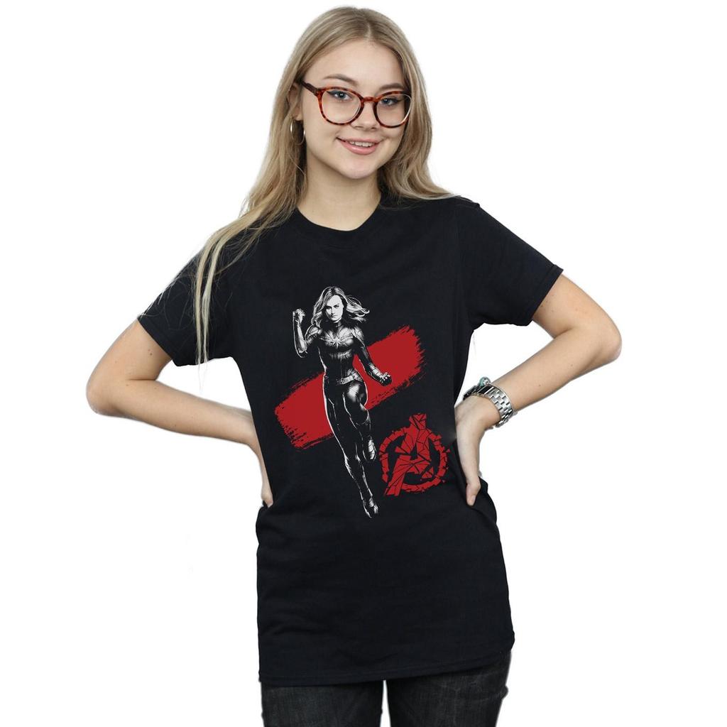 Marvel Womens/Ladies Avengers Endgame Mono Captain Marvel Cotton Boyfriend T-Shirt