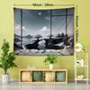 Fantasy Landscape Wall Tapestry, Polyester Brushed Fabric, Graphic Animal Theme, Woven Portrait Orientation, 90g Fabric Weight, with No Electricity Re