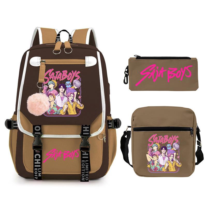 Animation Cartoon Peripheral Printing Trend Lightweight Shoulder Backpack, Primary And Secondary School Student Leisure Schoolbag Three-Piece Set