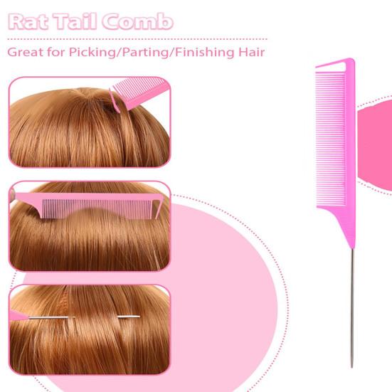 3Pcs/Set Hair Styling Comb Kit with Double-side Edge Control Teasing Bristle Brush Rat Tail Women Comb Back Brushing Combing Styling Brush