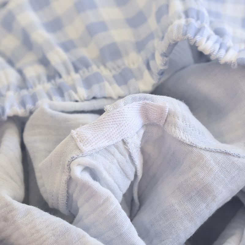 Новый весенний комплект пижамы для пар из 100% хлопка с длинными рукавами, брюки из двух предметов в клетку, домашняя одежда для мужчин и женщин