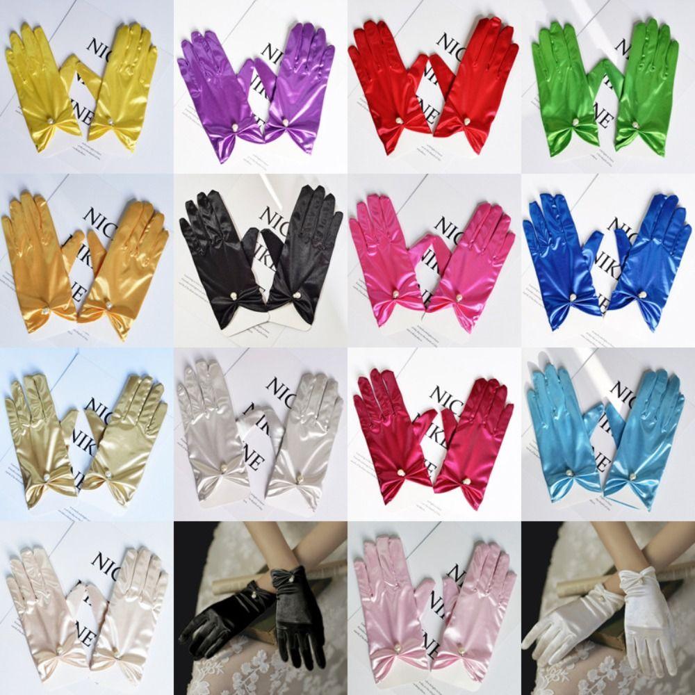 Solid Color Bridal Gloves Satin Dance Mittens Events Activities Dress Stage Gloves Wedding