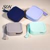 Lightweight Headphone Carrying Bag Silicone Coin Pouch with Zipper And Wrist Strap, Square Shockproof Small Object Container Storage Bag, Compact