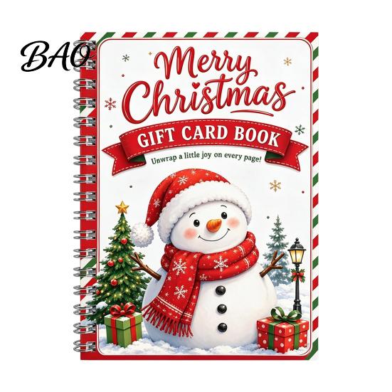 Party Favor Card Holder Merry Christmas Gift Book, DIY Spiral Bound Personalized Writing Paper for Messages Booklet, Xmas Gifts Family, Friends,