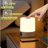 Night Light with Clock , Bedroom Bedside Lamp, Touch Baby Feeding and Eye Protection Sleep Light, Dimmable Charging Desk Lamp
