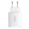 Baseus Compact Fast Charger 30W 2x USB/USB-C Power Delivery White